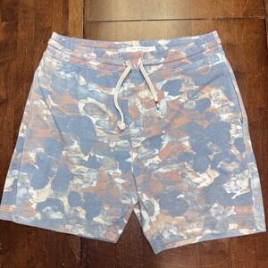 Sol Angeles Sweat Shorts Mens Large Blue Abstract Watercolor Camo Fleece USA